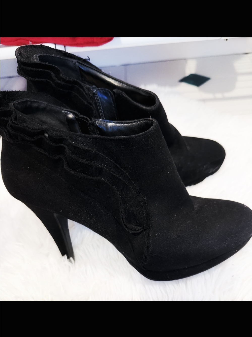 Black Suede High-Heel platform Ankle Boots